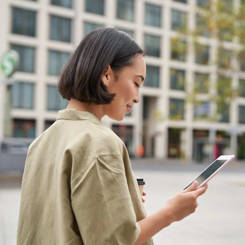 labour agreements female looking at phone