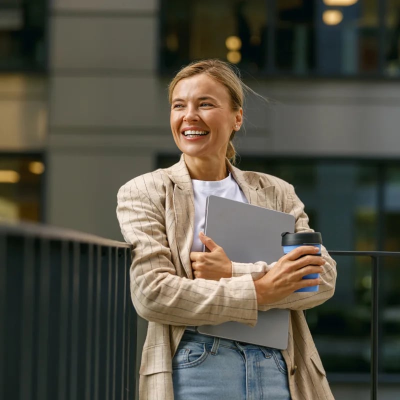 payroll workflow female employee smiling