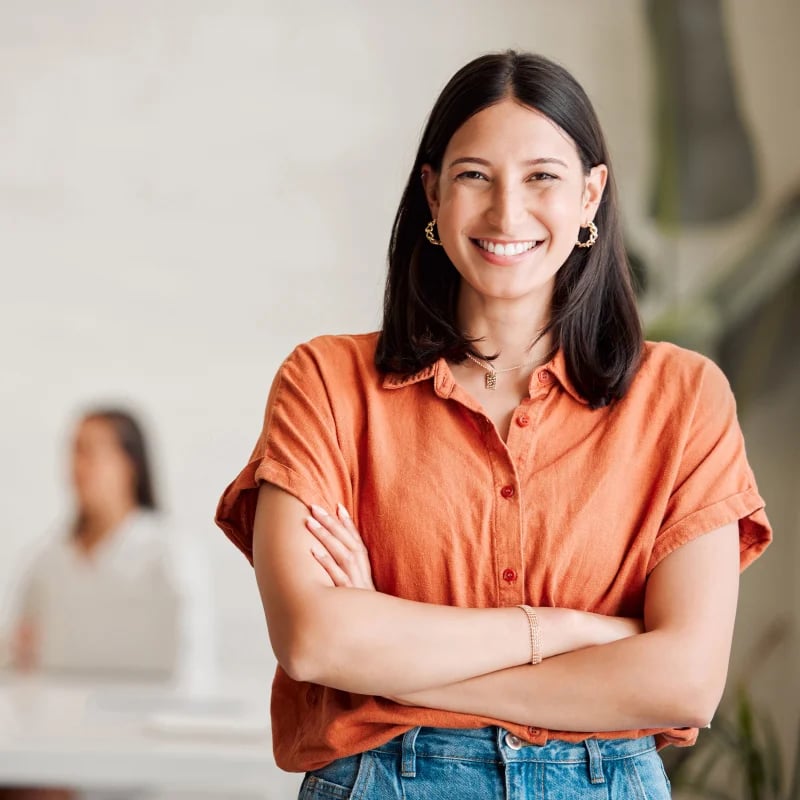 recruitment female employee smiling