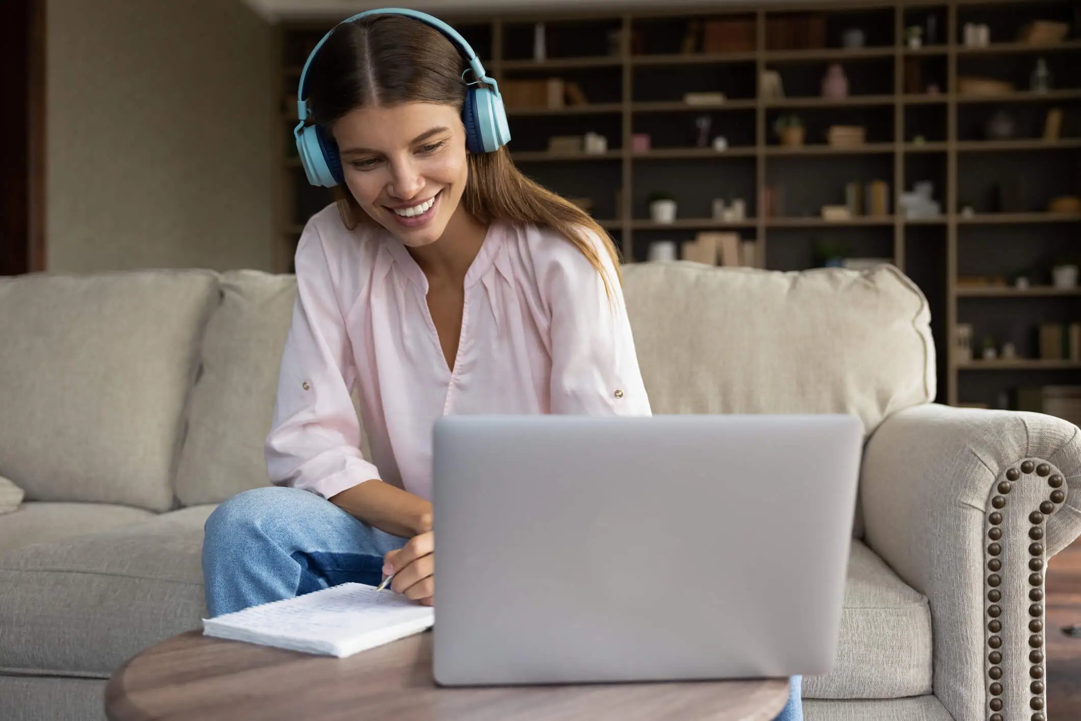 Woman behind her laptop