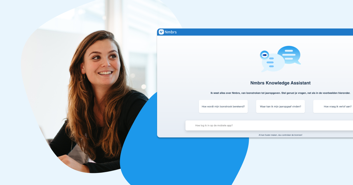 Medewerkers stellen vragen aan de slimme AI assistent van Nmbrs