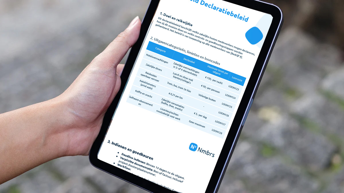 voorbeeld declaratiebeleid